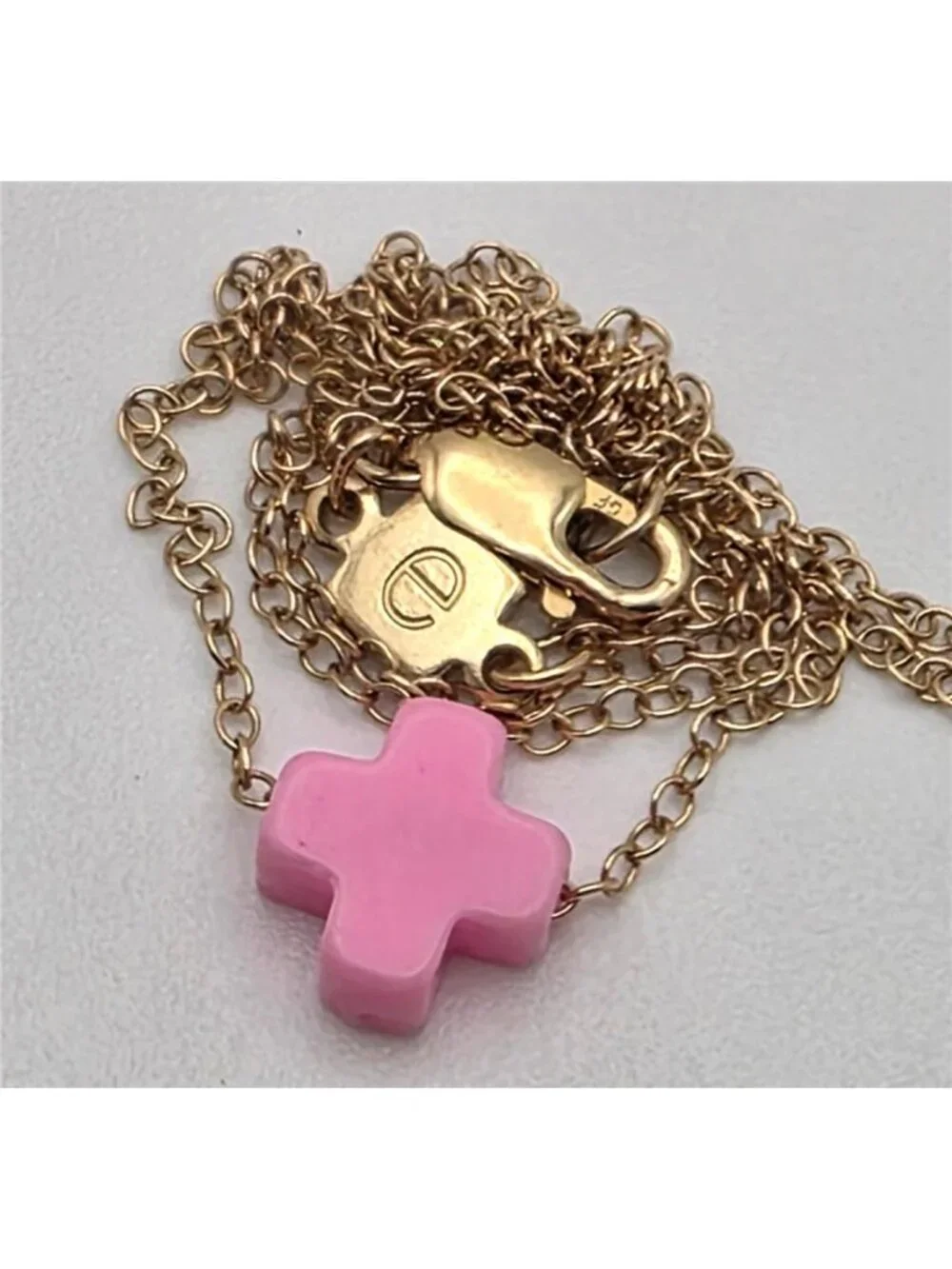 enewton eGirl Bright Pink Signature Cross Necklace 14K Gold Filled 14” Kids